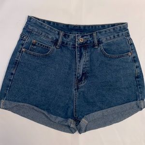 SHEIN High Waisted Blue Denim Shorts